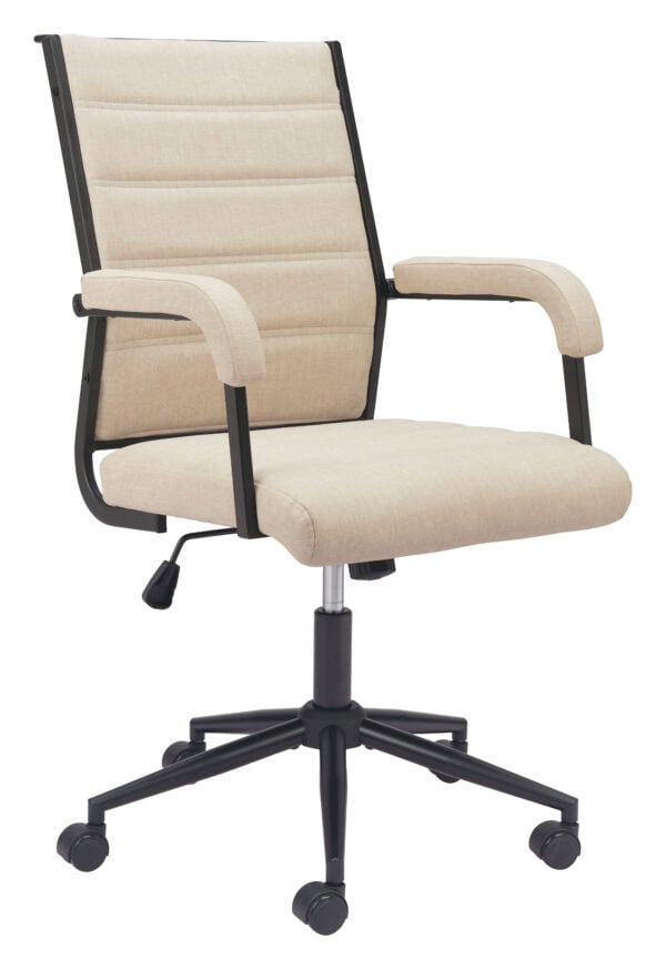 Beige Adjustable Office Chair with Swivel and Recline Function
