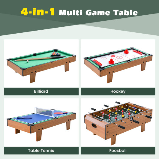4-in-1 Multi Game Table Foosball Billiards Tennis Hockey