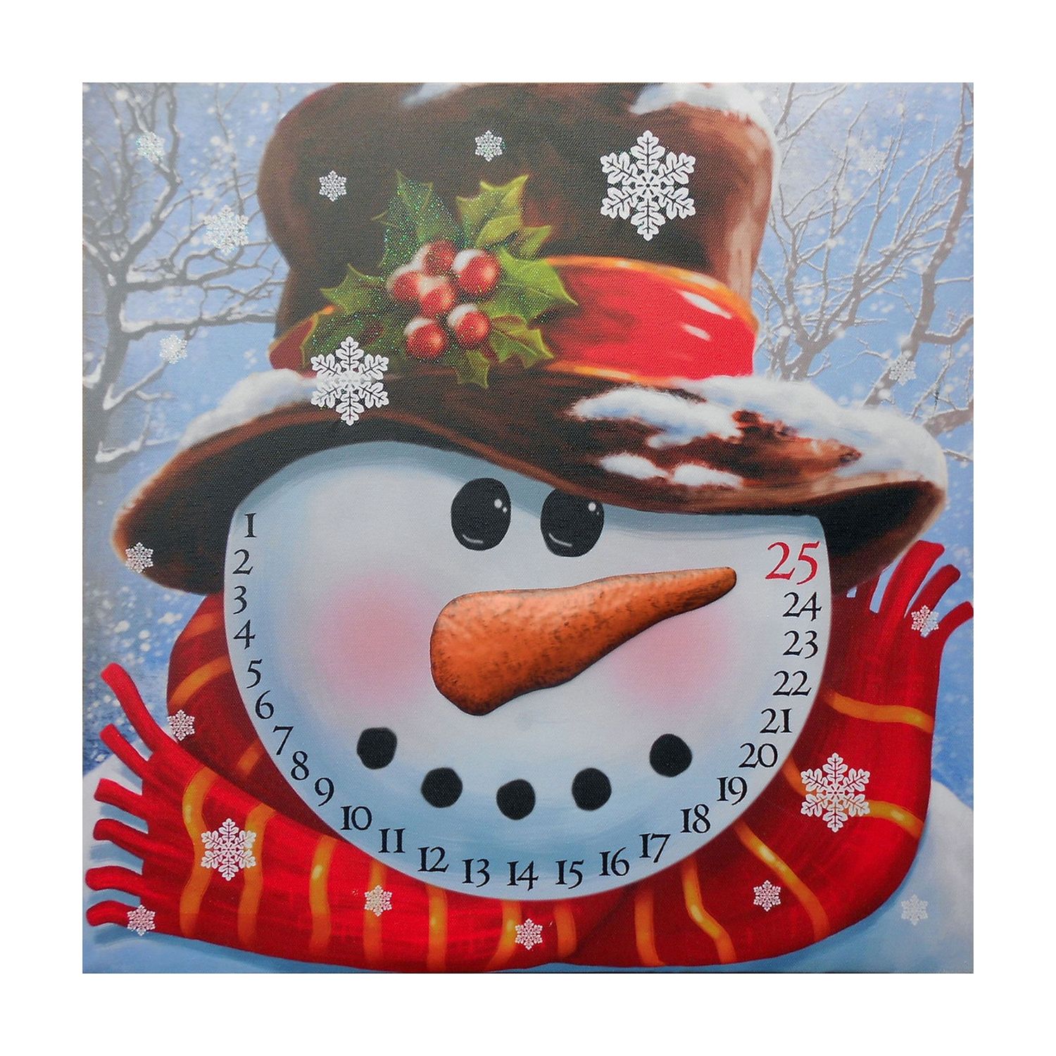 16-Inch Festive Snowman Christmas Countdown Canvas Wall Art