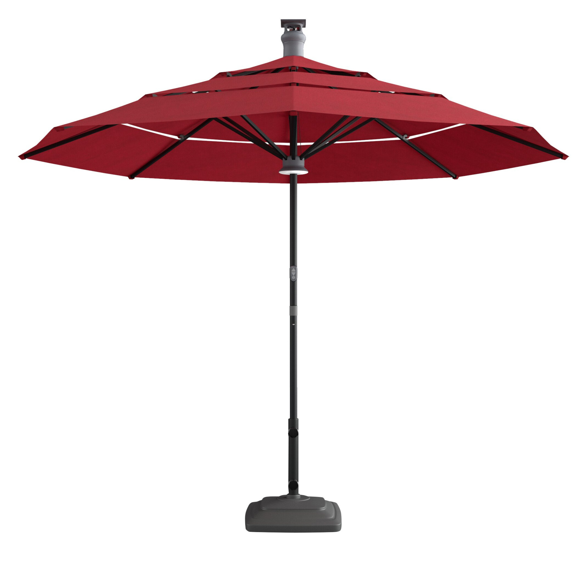 11' Red Sunbrella Lighted Smart Market Patio Umbrella