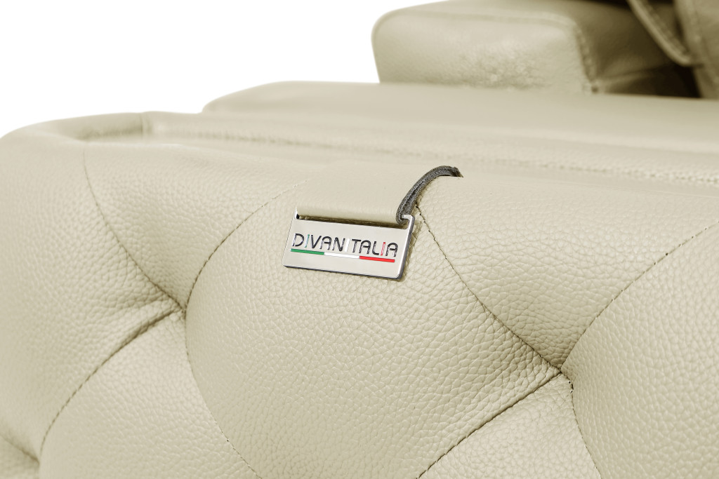 Three Piece Beige Italian Leather Seating Set with Gold Legs
