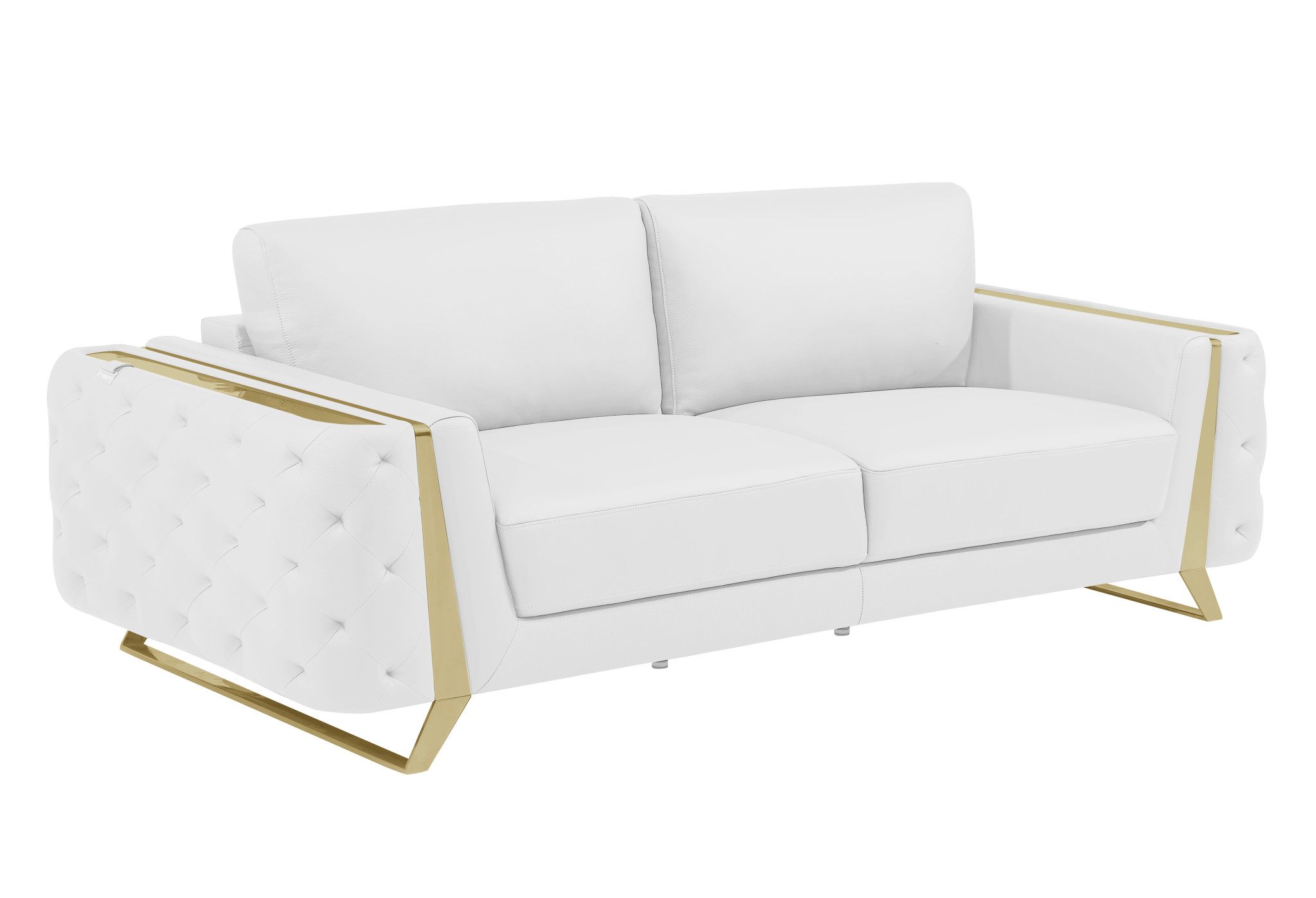 Three Piece White Italian Leather Six Person Seating Set