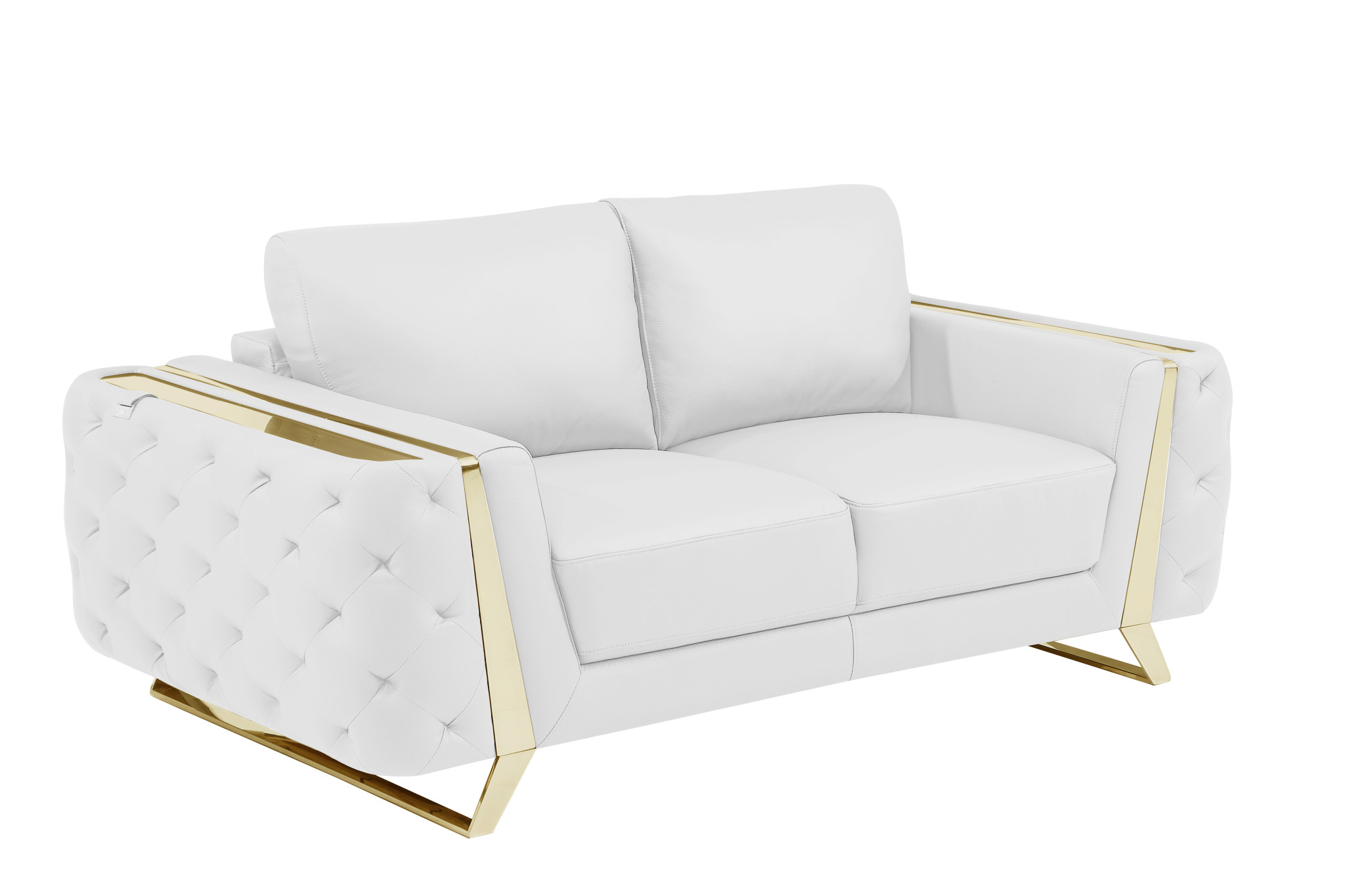 Three Piece White Italian Leather Six Person Seating Set