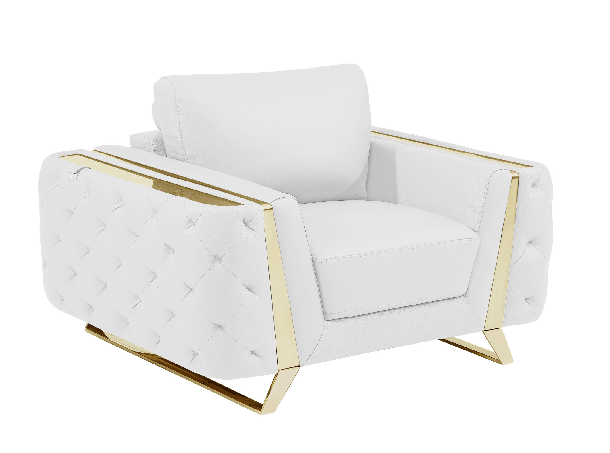 Three Piece White Italian Leather Six Person Seating Set