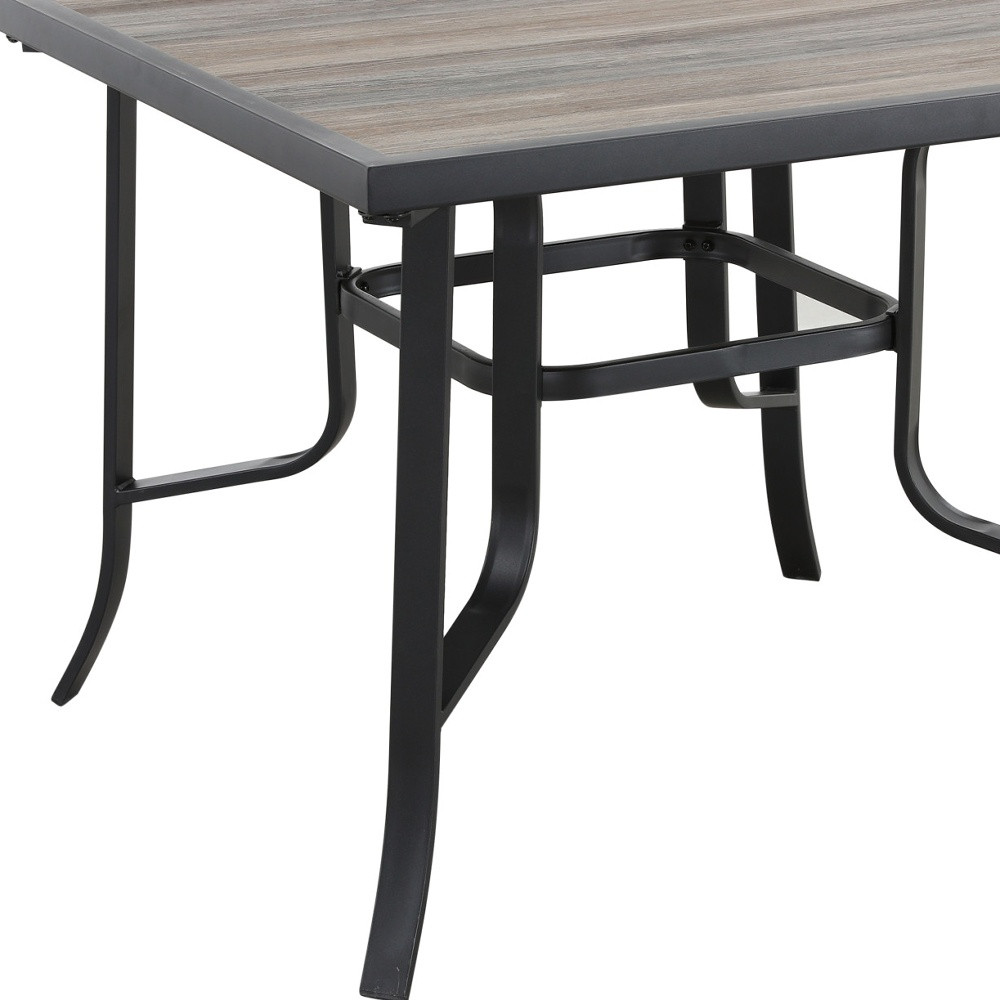 35 Inch Brown and Black Square Metal Outdoor Dining Table