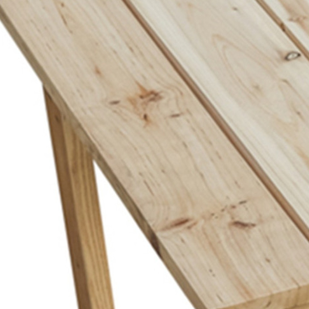 37 Inch Solid Wood Outdoor Coffee Table With Bottom Shelf