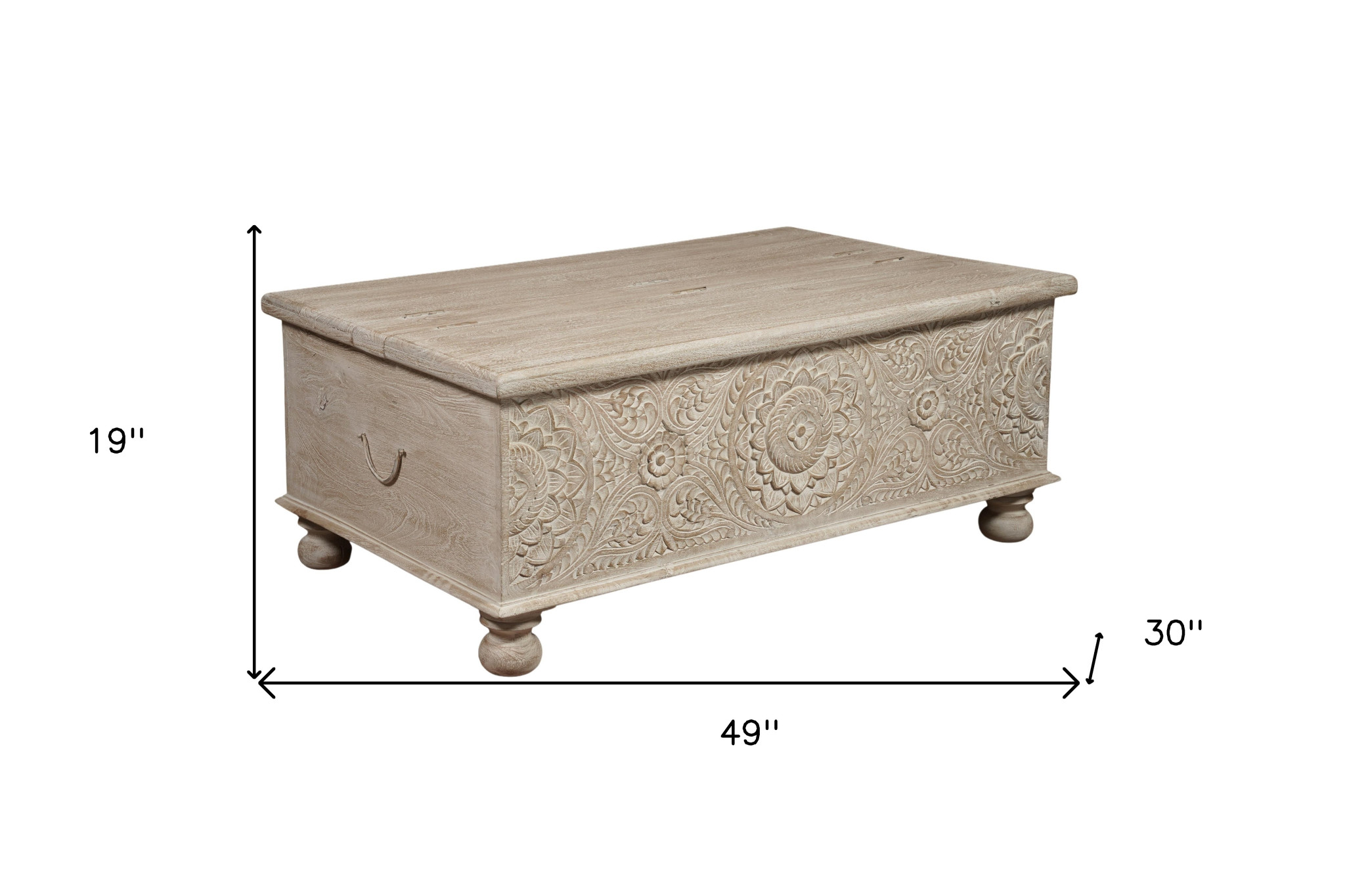 49 Inch Rustic Solid Wood Distressed Lift Top Coffee Table