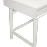 White 52-Inch Writing Desk with Drawers and Mahogany Base