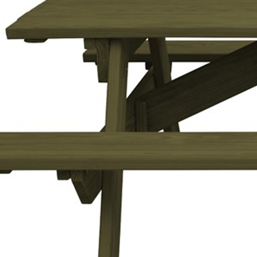 94 Inch Green Solid Wood Outdoor Picnic Table With Umbrella Hole
