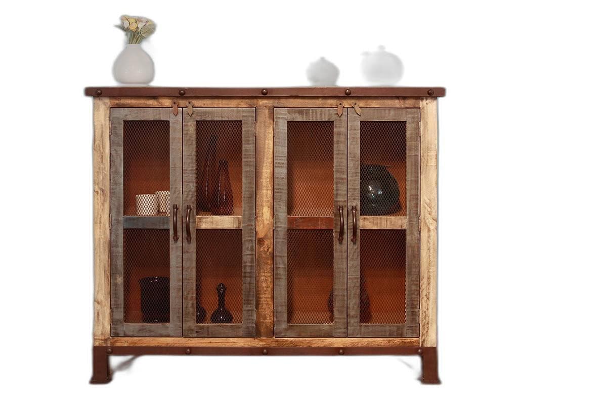 Distressed Solid Wood Buffet Cabinet with Storage Shelves (Single)
