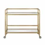 Modern Brass Steel Glass Rolling Bar Cart With Wheels