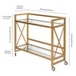 Modern Brass Steel Glass Rolling Bar Cart With Wheels