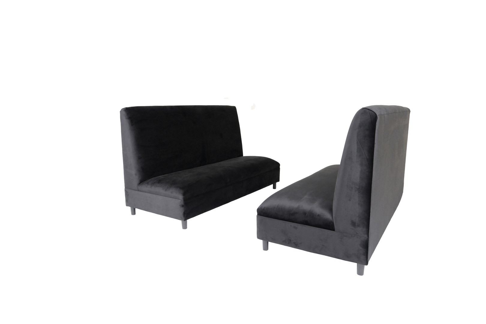 Black Modern Armless Love Seat Set, Velvet Upholstery, Set of 2
