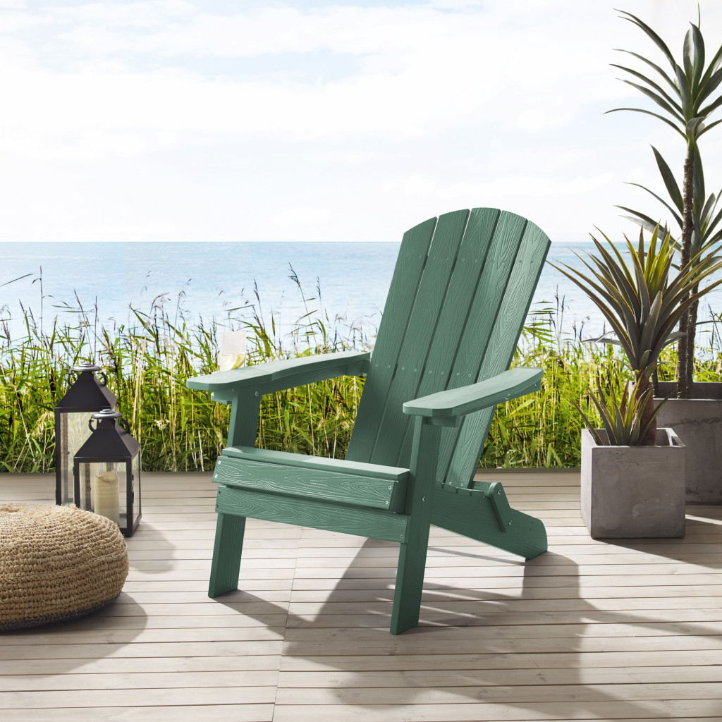 35-Inch Green Heavy Duty Plastic Adirondack Chair for Outdoor Spaces