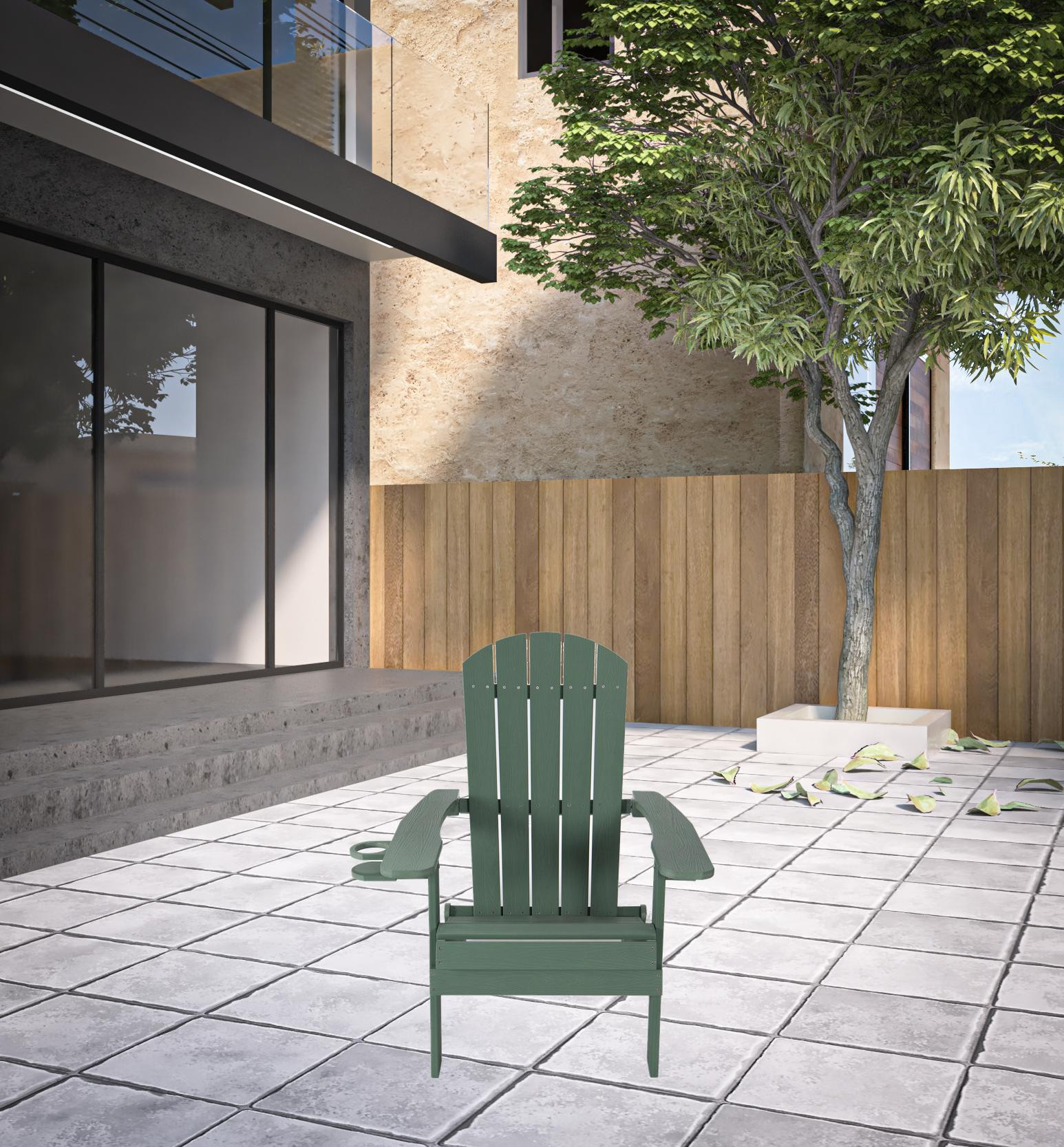 35-Inch Green Heavy Duty Plastic Adirondack Chair for Outdoor Spaces