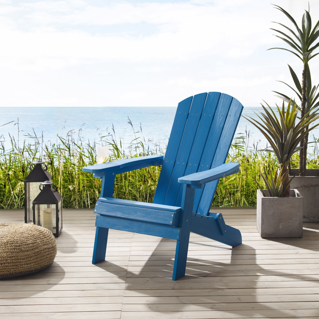 35-Inch Blue Heavy Duty Adirondack Chair with Wide Arms