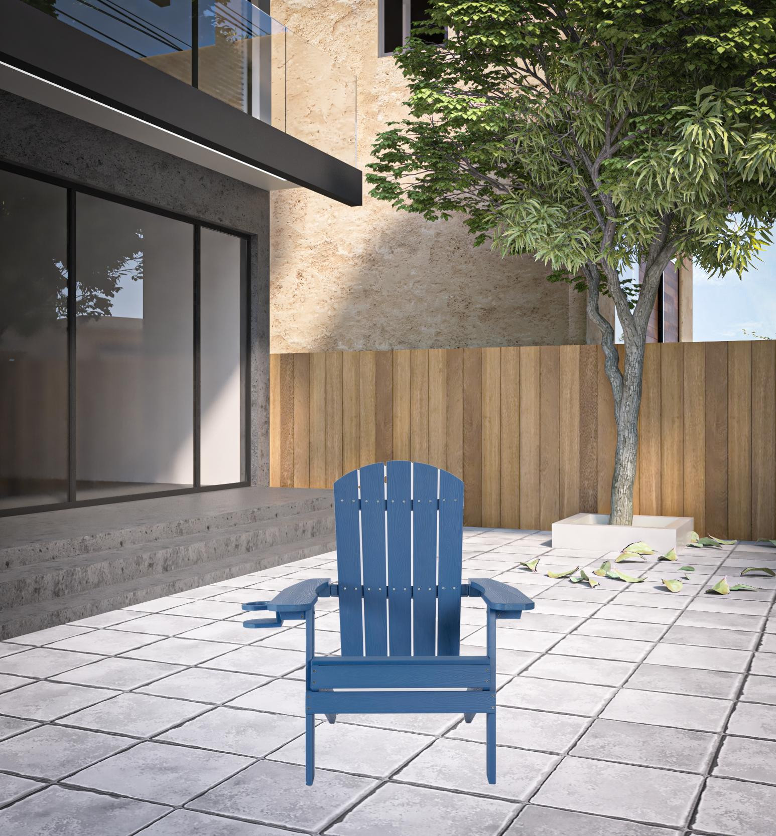 35-Inch Blue Heavy Duty Adirondack Chair with Wide Arms