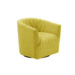 31-Inch Yellow Velvet Tufted Swivel Barrel Accent Chair