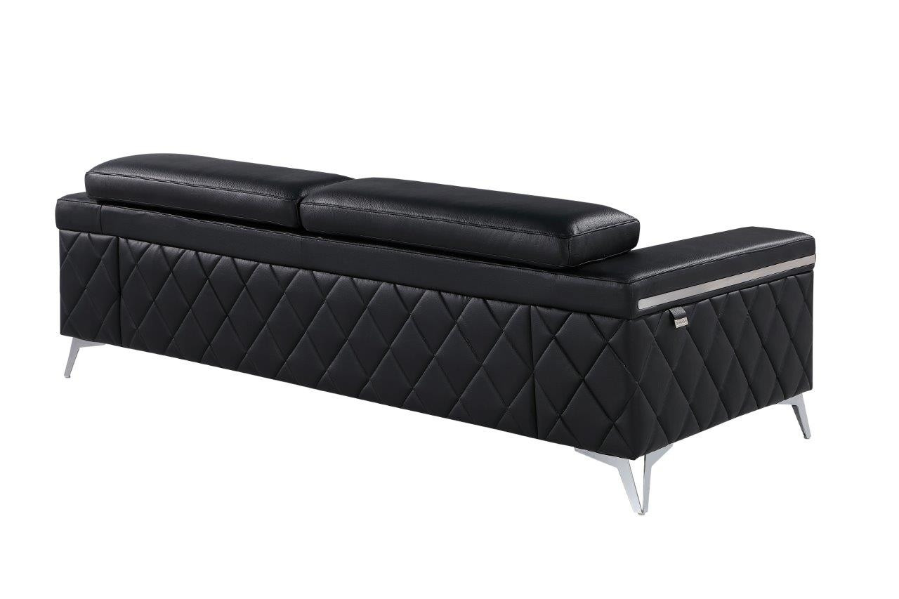Three-Piece Black Italian Leather Seating Set for Five