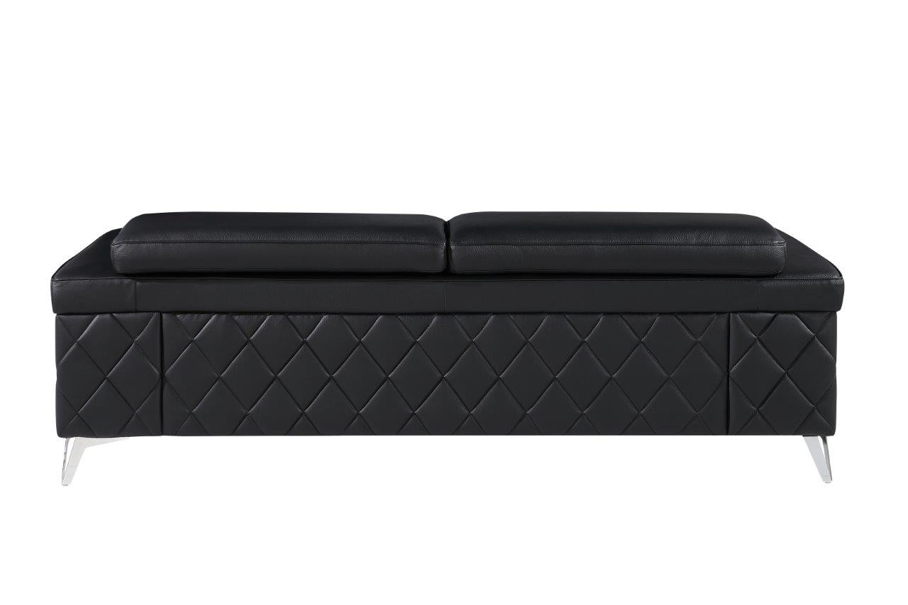 Three-Piece Black Italian Leather Seating Set for Five
