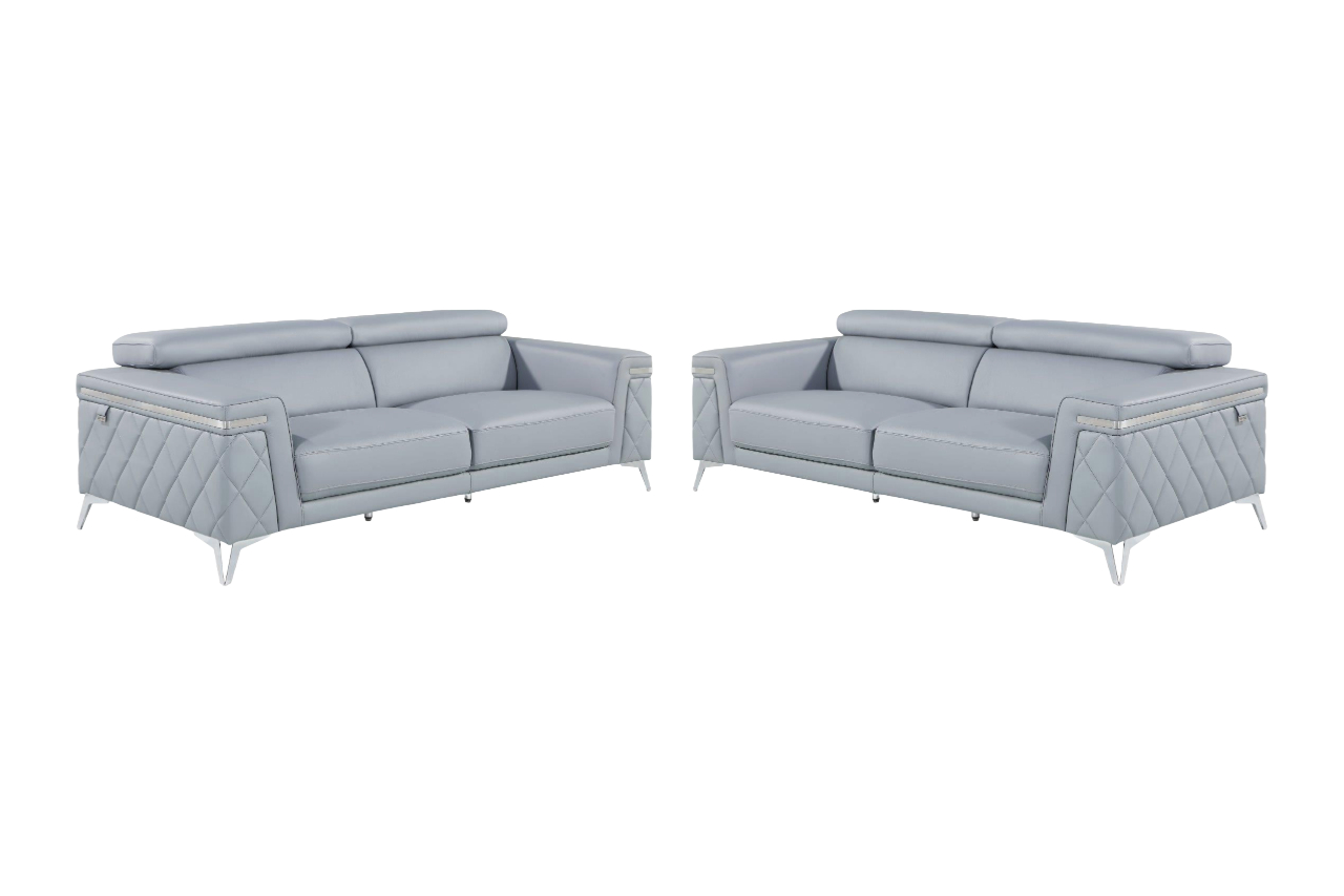 Blue Four-Person Seating Set with Solid Wood Frame