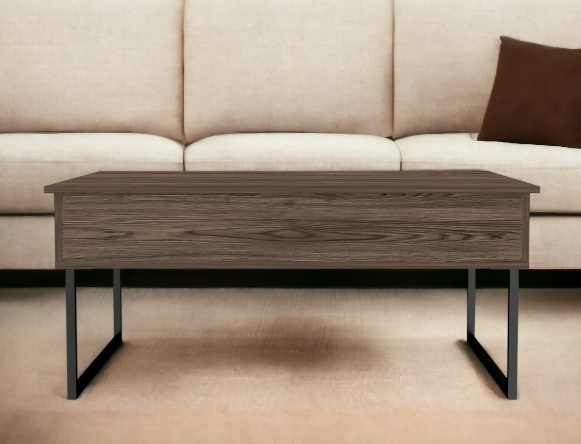 41 Inch Brown and Black Lift Top Coffee Table