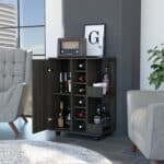 Espresso Modern Rolling Bar Cart With Wine Storage