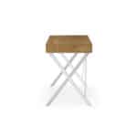 Natural and White Writing Desk with Drawer and Metal Base