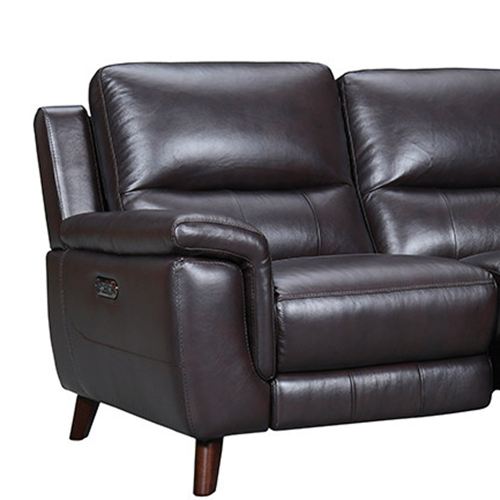 Brown Leather Reclining Sofa Set with Loveseat and Chair