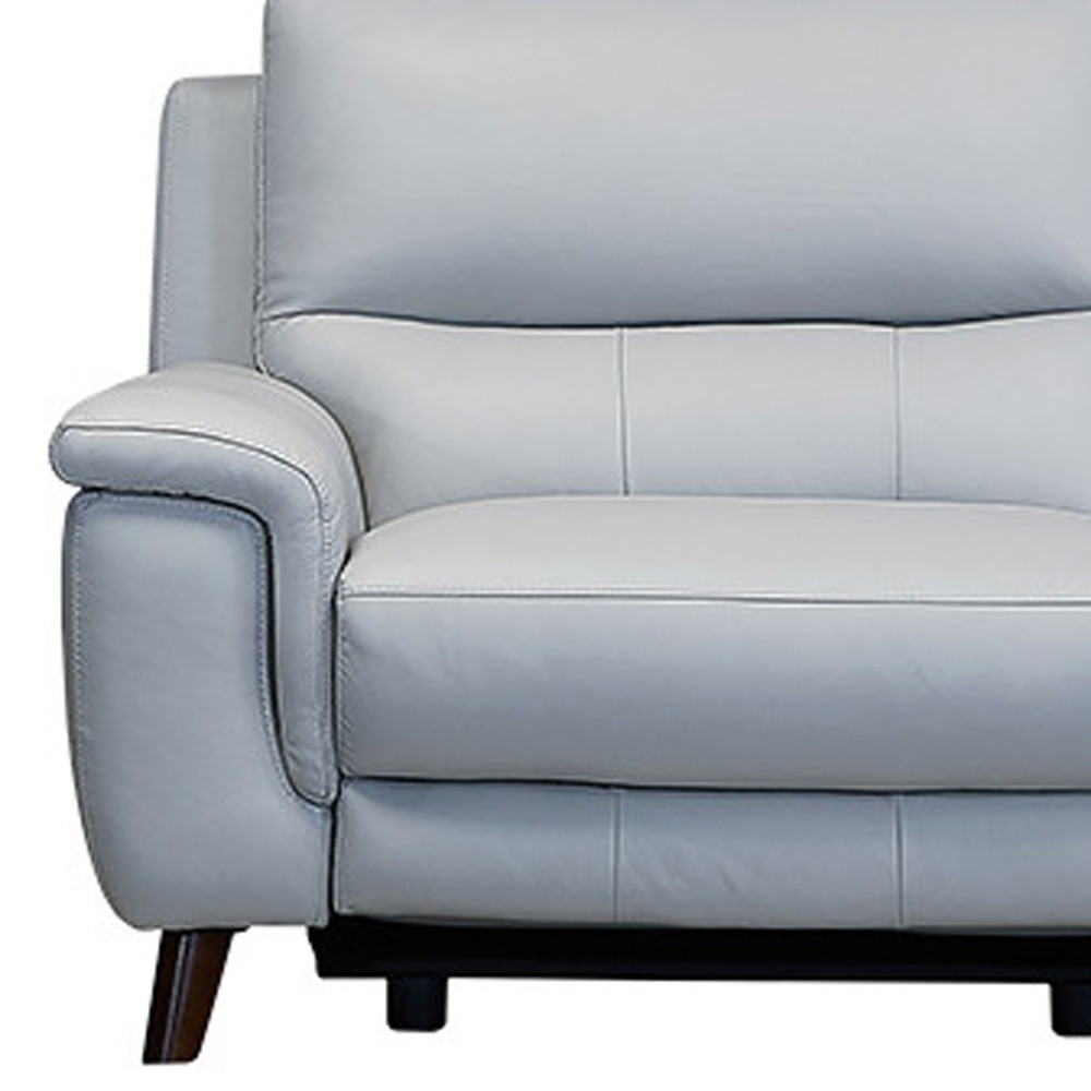 Gray Leather Reclining Sofa, Loveseat, and Chair Set for 6