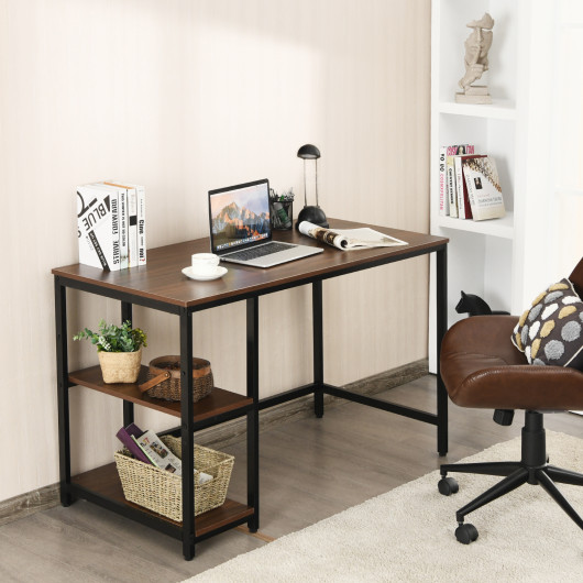 55 Inch Adjustable Computer Desk with Storage Shelves Coffee - Image 13