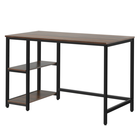 55 Inch Adjustable Computer Desk with Storage Shelves Coffee - Image 14