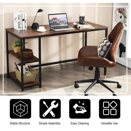 55 Inch Adjustable Computer Desk with Storage Shelves Coffee - Image 2
