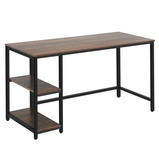 55 Inch Adjustable Computer Desk with Storage Shelves Coffee - Image 3