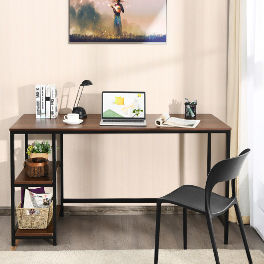 55 Inch Adjustable Computer Desk with Storage Shelves Coffee - Image 7
