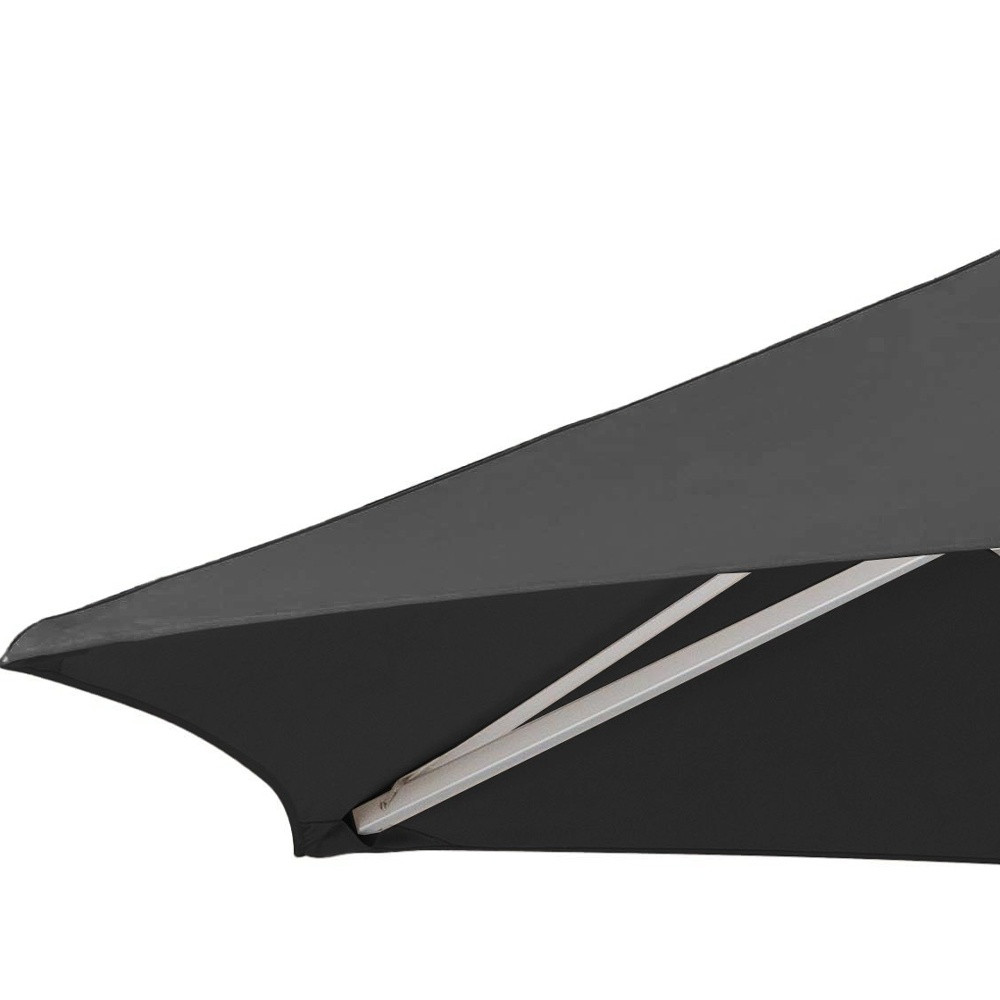 Black Round Polyester Patio Umbrella, Market Style, 9'