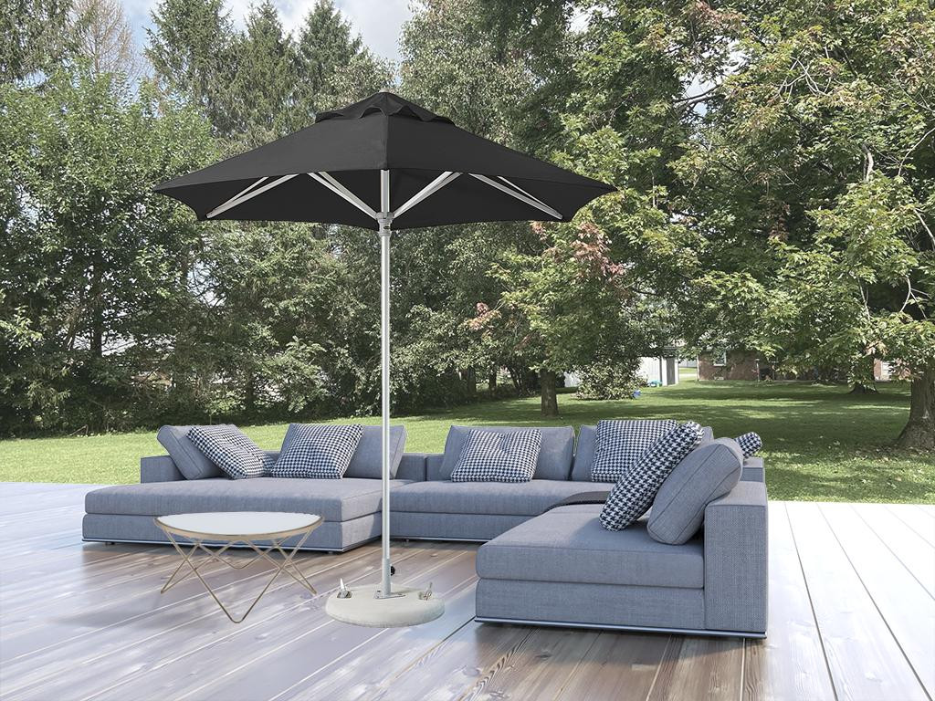 Black Round Polyester Patio Umbrella, Market Style, 9'