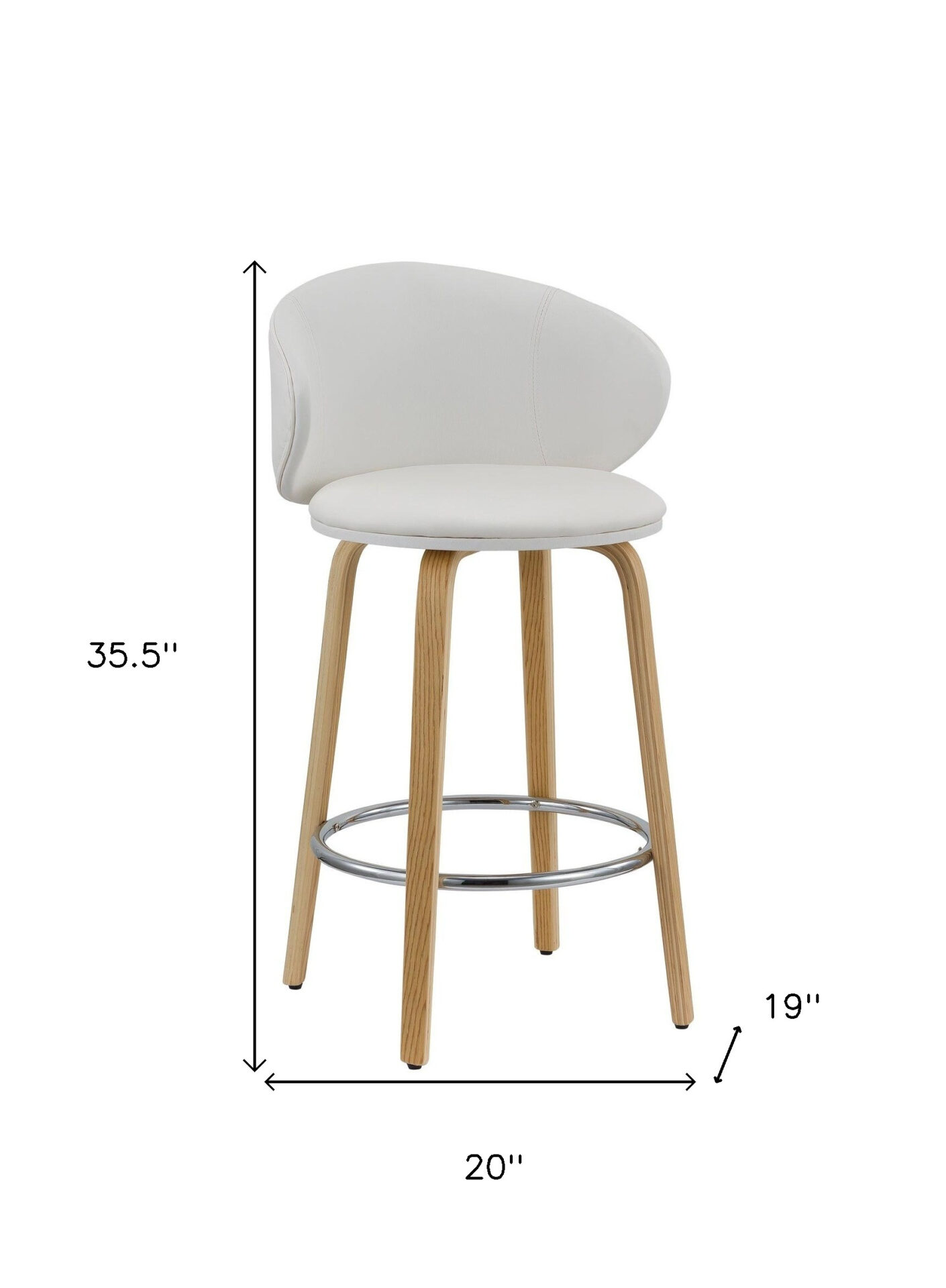 26 Inch Modern White Faux Leather and Metal Bar Stools (Set of 2) - Image 6