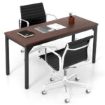 55 Inch Modern Conference Table with Sturdy Metal Frame