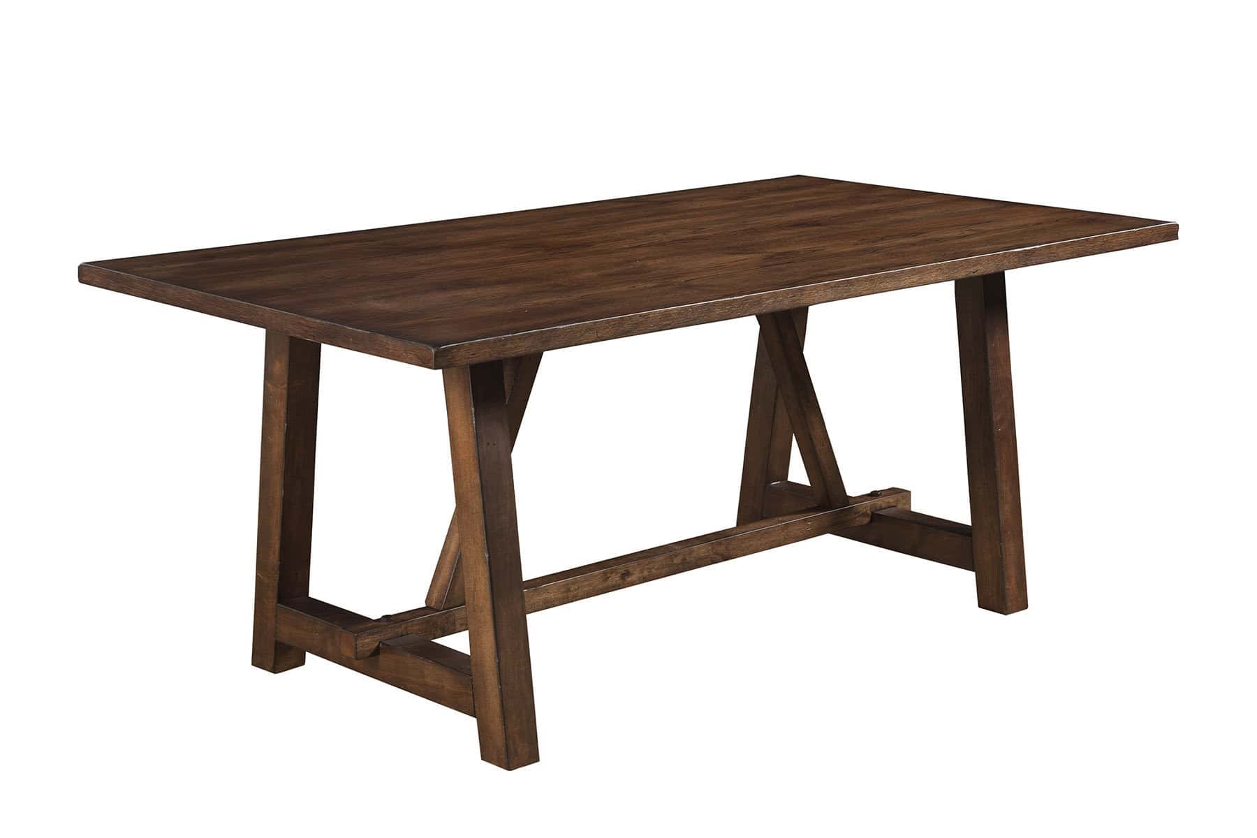 Burnished Dark Oak Rubberwood Farmhouse Trestle Dining Table