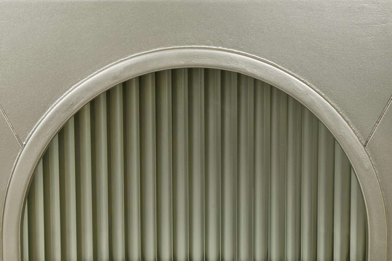 Gold Modern Wood and Glass Sideboard with Ribbed Detailing