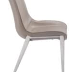 Brown Faux Leather Dining Chair with Stainless Steel Legs (Set of 2)