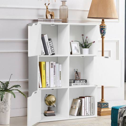 Modern 6-Cube Storage Cabinet with Open and Enclosed Shelves