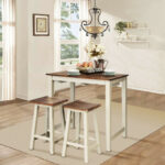 Space-Saving Counter Height Pub Table with 2 Stools (Set of 3)