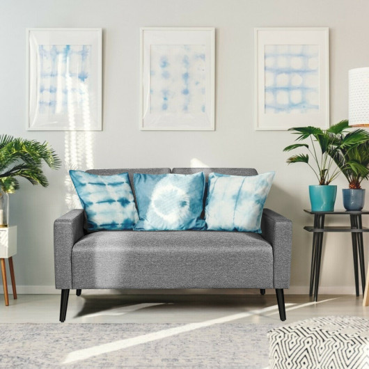 55 Inch Gray Modern Loveseat Sofa with Linen Cushion