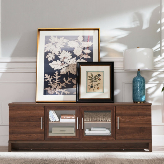 Walnut TV Stand for 70-Inch Screens with Adjustable Shelf