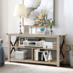 Rustic 3-Tier TV Stand with Open Shelves and Cable Management