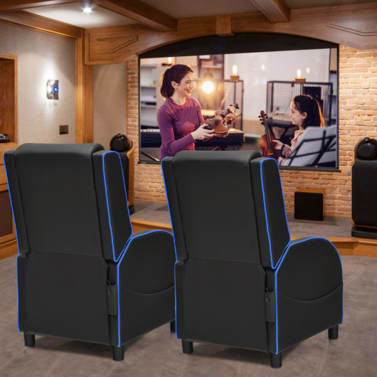 Massage Recliner Chair with Adjustable Backrest for Home Theater Blue