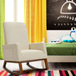 Rocking Upholstered Lounge Armchair with High Back and Side Pocket