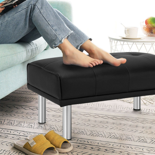 Tufted Ottoman Bench with Stainless Steel Legs for Living Room